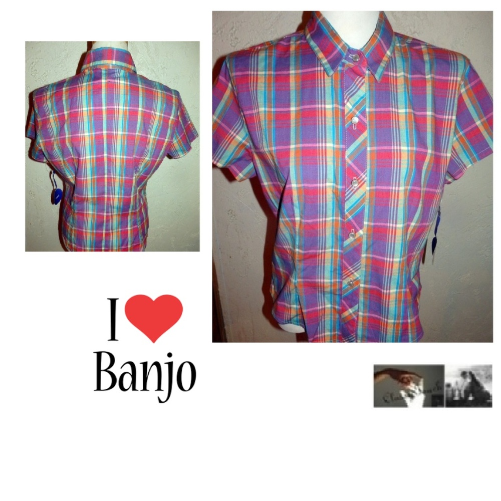 Banjo NWT Plaid Cotton Western Shirt Size L